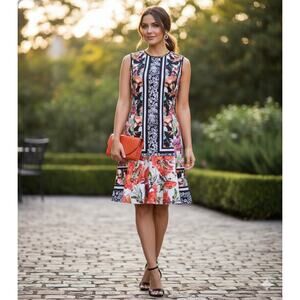 Clover Canyon Floral form-fitting artistic statement stretchable dress boho Sz L